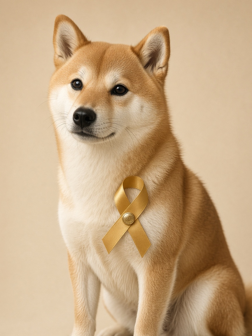 Editorial portrait of Hopey with a gold ribbon