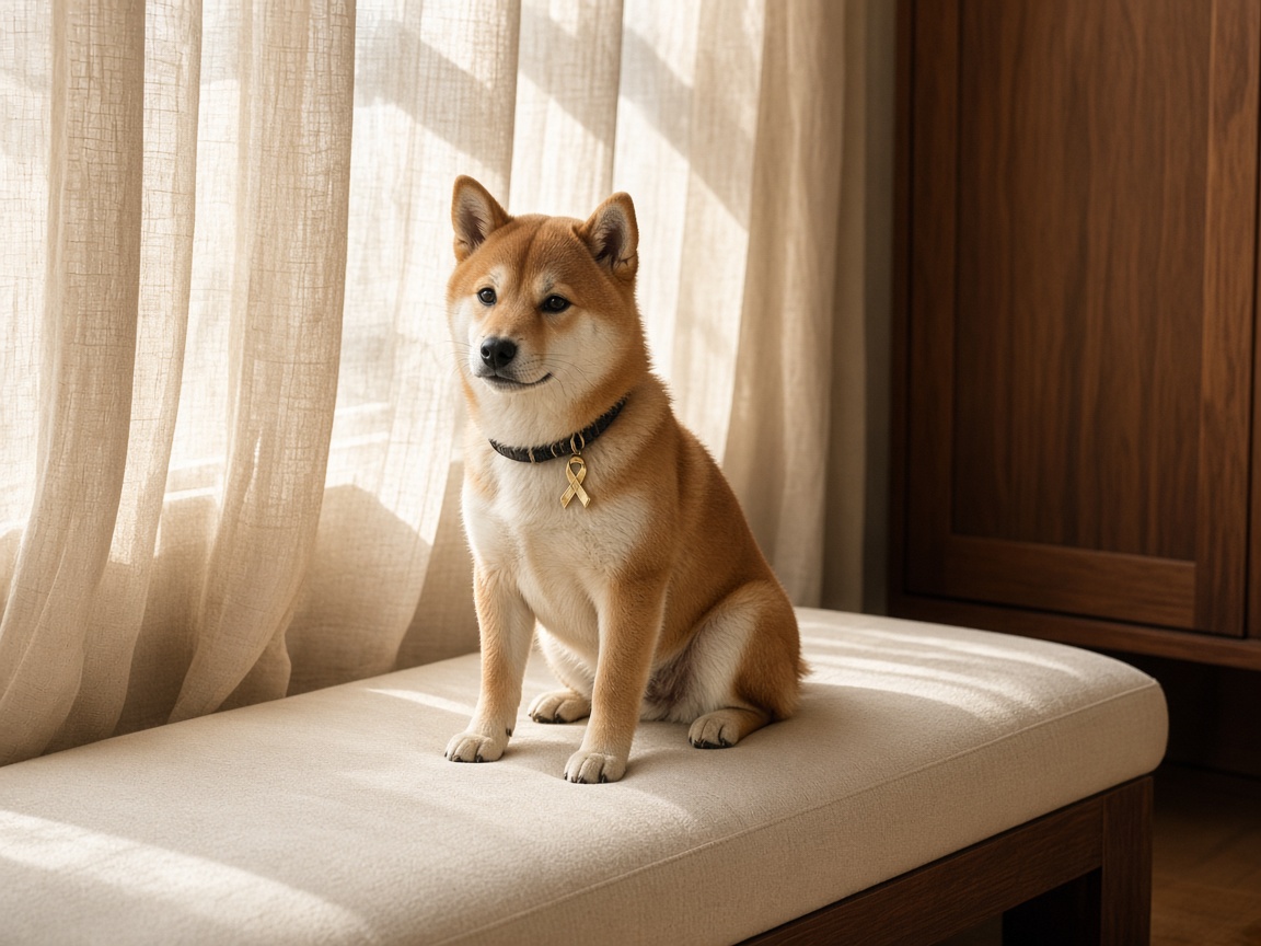 Hopey in a quiet sunlit room